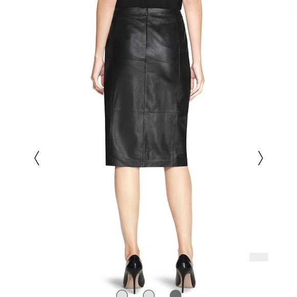 White House Black Market Black Leather Skirt size 10 NWOT - Picture 2 of 13